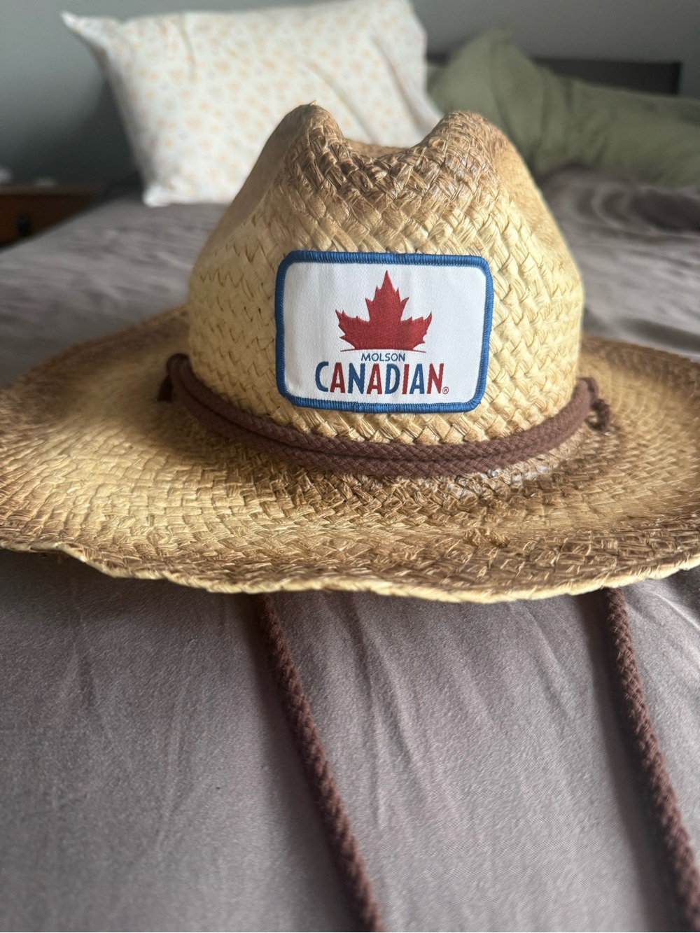 Molson Canadian Straw Cowboy Hat in Natural with Brown Trim